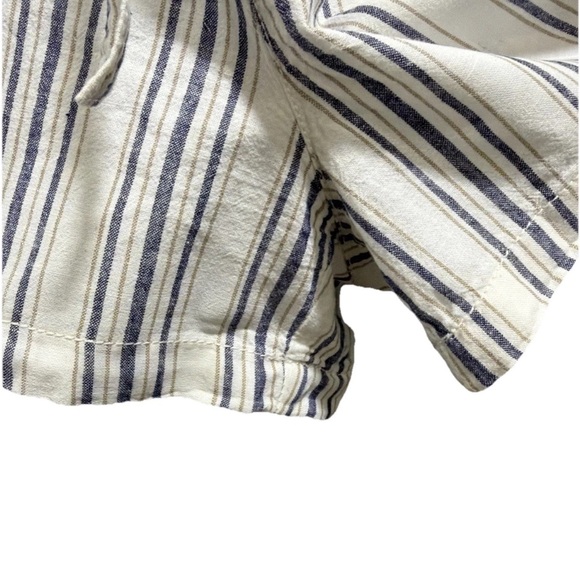 a.n.a Ivory & Blue Striped High Waist Paper Bag  Shorts Size Large Linen Blend - Picture 5 of 9